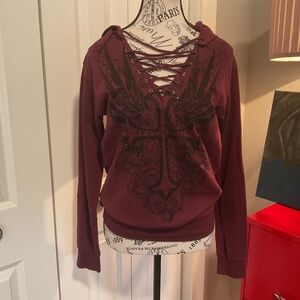 NWOT Live Fast Lace Up Sweatshirt by Affliction